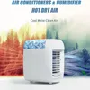 1pc Portable Air Conditioners For Personal Use, 3 Speeds Mini Air Conditioner Fan With 880ML Water Tank, Evaporative Air Cooler With 7 Colors Night Light