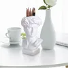 Etuis OOTDTY Nieuwigheid Stenen Sculptuur Stijl Gekleurde Houder Decoratieve Pen Standbeeld Kwast Make-Up 230705