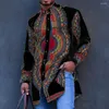 Men's Dress Shirts Dashiki African Men's Clothing Ethnic Print Plus Size Tops Wedding Wear Classic Long Sleeve Traditional Casual Tee