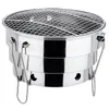 BBQ Grills Portable Bbq Grill Tabletop Folding Stainless Steel Fire Pit Cooking Supplies Indoor Outdoor Charcoal For Camping Picnic 230706