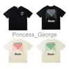 メンズ Tシャツ メンズ Tシャツ メンズ レディース ヴィンテージ 厚手生地 RHUDE ボックス パースペクティブ Tシャツ ややルーズ トップス マルチカラー 素敵なウォッシュド ルード Tシャツ T221202 x0706