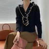 Женские вязаные вязаные рюк -ruffled v nece toft up up up cardigan wintage рюша.