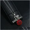 Pendant Necklaces New I Love Volleyball Crystal Letter Heart Basketball Football Sier Chains For Women Fashion Sports Jewelry Gift D Dhbly