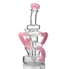 Pink 8-inch rotary inline hookah thick straight tube recycled oil rig glass beaker