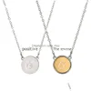 Pendant Necklaces New Double Sided Initial Letter For Women Simple Round 26 Alphabet Charm Sier Chains Fashion Jewelry In Bk Drop De Dhzjn