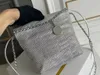 مصمم 23A ميني 22BAG Diamond Hobo Bags عملة جلدية عجل مشرق على سلسلة حزام الكتف كيس 24K أجهزة الفضة الأدوات الرباط أكياس دلو الكريستال