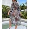 Costumi da bagno da donna Cardigan in pizzo Bikini Cover-Ups Donna Scava fuori Sheer Beach Long Open Front Kimono Abbigliamento per la protezione solare