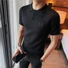 Heren Polo Zomer Mannen Polo Shirt Luxe Slim Fit Revers Gebreide Trui Hoge Kwaliteit Jacquard T-shirt Sociale Banket Kleding