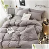 Ensembles de literie Textile de maison Couleur unie Couette Er Taie d'oreiller Drap de lit Ab Side Quilt Boy Kid Teen Girl Linens Set King Queen 220316 Dr Dhwix