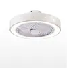 Ventilatori da soffitto moderni con luci in ferro verniciato bianco, ventilatore a LED in acrilico, luce dimmerabile, camera da letto, soggiorno, ventilatore, telecomando