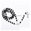 Pendant Necklaces Mens Catholic Rosary Necklace For Women Christian Jesus Virgin Mary Cross Crucifix Galss Beaded Chains Luxury Jewe Dhfd3