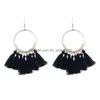 Dangle Chandelier New Ethnic Fringe Tassel Earrings Women Bohemian Big Big Hoop Long 성명서 Drop Female Jewelry G DHQTQ