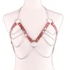 Bälten Hög kvalitet för kvinnor Mode Punk Halsband Sexigt Läder Dekorativt Metall Xiong Lian Kroppskedja Bälte Integrerade smycken