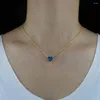 Choker Fashion Purple Pink Blue Heart Cz Pendant Necklace Elegant Women's Wedding Clavicle Chain Jewelry Romantic Valentine's Gifts