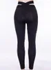 Leggings femininas Calças sensuais femininas pretas roupas esportivas ocas roupas de clube calças de ginástica femininas elásticas finas push up leggins