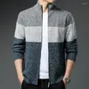 Hommes chandails automne et hiver Style coréen hommes Patchwork Cardigan col montant pull manteau fermeture éclair tricoté veste mâle 8818