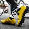 Bisiklet Ayakkabı Yeni Stil Sarı Erkekler Bisiklet Ayakkabı Mtb Açık Slip Olmayan Dağ Bisiklet Ayakkabı Erkek Kartma Hızlı Kadın Yol Bisiklet Sabahları HKD230706