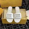 Designer merk F Slippers met Doos Luxe Sandalen Heren- en Damesschoenen Kussens Comfortabel Koper Zwart Roze Zomer Mode Slide Beac T230706