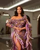 2023 arabe dubaï Robe De célébrité arabie saoudite perles sur mesure perles robes De bal rose plume robes De soirée Robe De