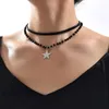 Choker 634C Beads Double Layer Leathers O Style DIY Pendant Necklace For Women