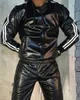 Men's Tracksuits leather glossy jacket Hoodie jogging suit Sweatshirt 230705