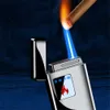 2 In 1 Jet Flame Lighter Touch Screen Windproof Torch Inflatable Butane Without Gas Power Display USB Charge Electric 3DG0