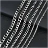 Chains M 5Mm Stainless Steel Cuban Link Gold Chain Necklace For Women Men Hip Hop Titanium Choker Fashion Jewelry Gift Drop Delivery Dhjfc