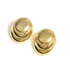 Stud Earrings AENSOA Layered Round Shaped Gold Color Big Earring Simple Vintage Metal For Women Fashion Jewelry Brincos 2023