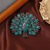 Brooches Fashion Rhinestone Peacock Open Screen Brooch Exquisite Crystal Animal Pins For Women's Winter Coat Sweater Corsage Accessories