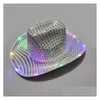 Sombreros de fiesta Cowgirl Led Hat Flashing Light Up Lentejuelas Cowboy Luminous Caps Disfraz de Halloween Gg02L Drop Delivery Home Garden Festive Su Dhzys