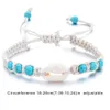 Kedja Sommar Sjöstjärna Shell Vävt armband Unisex Justerbart vaxrep Turkos Pärlstav Anklet Armband Kvinnor Män Boho Beach Smycken 230706