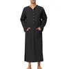 Men's T Shirts Elegant Men S Long Sleeve Kaftan With Button Closure Solid Color Design And Slit Detail - Lightweight Thobe For Arabic Attire