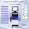 Multifunctionele 14-in-1 RF ultrasone negatieve ionenhuid uitgebreid beheer schoonheidsinstrument whitening verjonging liften introductie van kleine bubbel