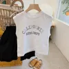 T shirts Pure Cotton Tshirts 2023 Summer Children Thin Sleeveless Tops Crew Neck Boys And Girls Simple Casual Loose Sports Breathable T 230705