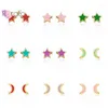 Stud Earrings 925 Sterling Silver Ear Needle With Cute Candy Color Enamel Star Moon Charm Earring Gold For Girls Jewelry