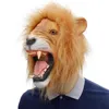 Party Masks Latex Lion Mask Full Face Animal Halloween Masquerade Birthday Cosplay 230705