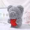 Dekorativa blomkransar 2023 Stående björn av rosor konstgjord nalle med hjärta till alla hjärtans dag Födelsedag Flickvän presenter