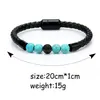 Charm Bracelets Mens Genuine Leather Lava Rock Bead Brackets For Women Natural Turquoise Essential Oil Diffuser Stone Magnetic Buckl Dhso8