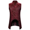 Mannen Vesten Lang Vest Gothic Punk Victoria Blazer Suits Paisley Print Mouwloze Jas Reverskraag Double Breasted Outfit Kostuum 230705