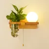 Lampada da parete Log Plant Interruttore a tirante nordico Soggiorno per interni Corridoio Decorazione Moderna camera da letto in legno Lampada da comodino Night Sconce