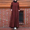 Odzież etniczna moda nadruk w kwiaty z długim rękawem Abaya Jilbab prosta muzułmańska damska sukienka Maxi w kwiaty suknie luźna szata Kaftan