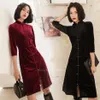 Etnische Kleding Herfst Winter Fluwelen Vrouwen Cheongsam Jurk Traditionele Chinese Trouwjurken Voor Meisje Jaar Elegante Qipao Tang Su327E