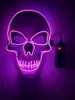 Maschere per feste Halloween LED Skull Neon Lighting Mask Horror Ghost Head Uomo Donna Divertente Party Luminoso Glow Dark Skeleton Costume Cosplay Puntelli 230706