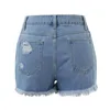 Jeans femme Cargo Denim Shorts femmes été strass taille moyenne déchiré ourlet effiloché Tessles Jean avec poches vêtements