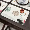 Tapis de table tapis en cuir chinois élégant imperméable résistant à l'huile résistant au fer et lavable Ins ménage Pvc thé