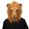 Party Masks Latex Lion Mask Full Face Animal Halloween Masquerade Birthday Cosplay 230705