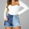 Women's Shorts Woman Summer High Waist Zipper Denim Streetwear Sexy Slim Splicing Jeans Lady Casual Tassels
