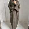 Vêtements ethniques Eid Ramadan Open Abaya pour femmes Plain Dubai Causal Coton Lin Modeste Abayas Kimono Turquie Manteau musulman Robe islamique