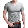 Garnitury męskie NR 2 A1431 Letnie T-shirty Jednokolorowe Slim Trend Casual Moda z krótkimi rękawami