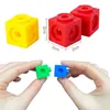 Puzzles Kids 100pcs Cubes Montessori Math Toy 10 Color Rainbow Link Cube Snap Block Stacking Game Educational Building Blocks 3D Puzzle 230705